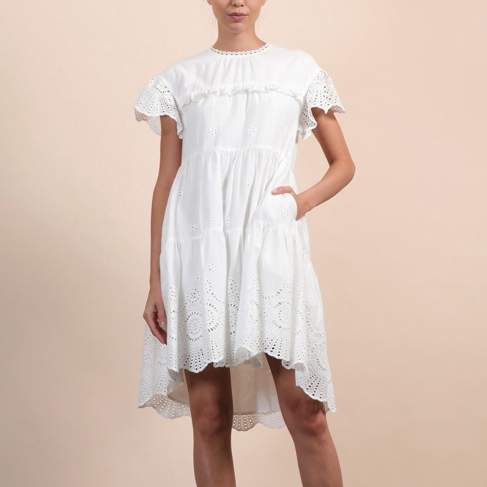 white lace high low summer dress